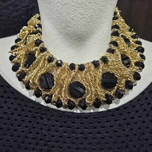 Kaymen Jewelry Gold-Plated Copper Chains Crystal Stone Knit Choker Necklace